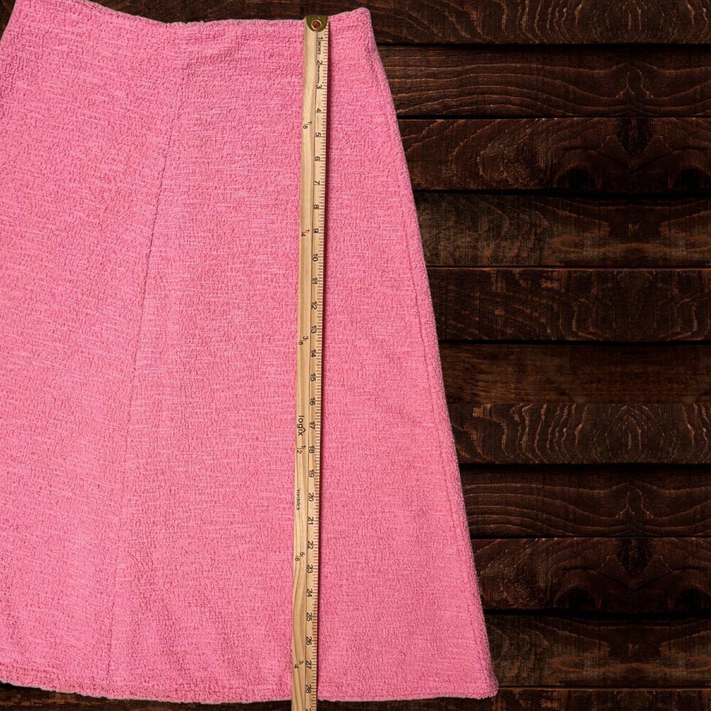 Zara Structured Jacquard Pink Tweed A-Line Midi Skirt Large - Picture 8 of 9